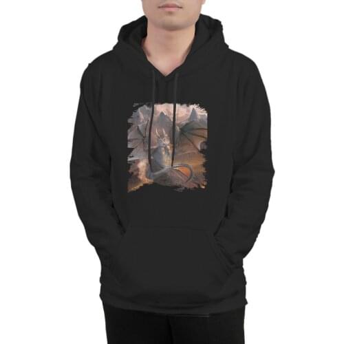 Mens Hoodie Evil Dragon Cat Essentials Custom Cotton long Sleeve Hip-Hop Sweat Capuche 37320