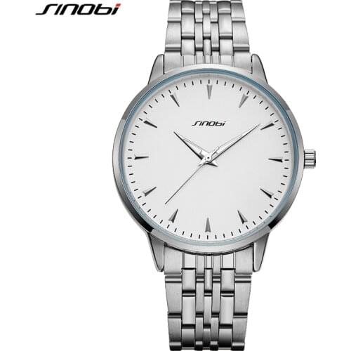 Sinobi 2020 Mens Watches Original Design 39MM White Casual Business Stainless Steel Man Watch Luminous Male Wristwatches