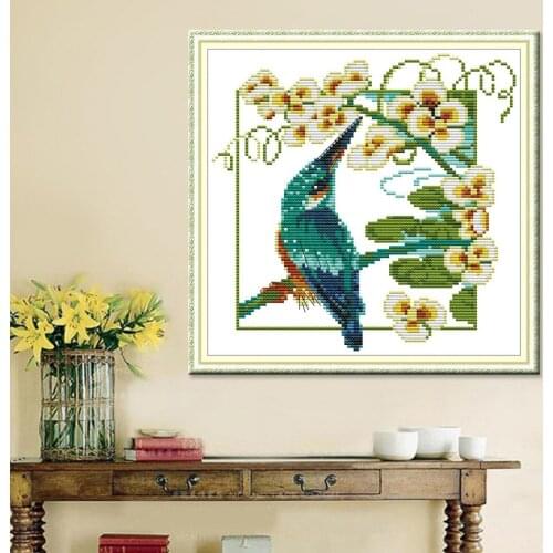 DIY Cross-stitch Kits Bird Flowers Embroidery Needlework For Home Bedroom Decor Creaitve Gift DA319