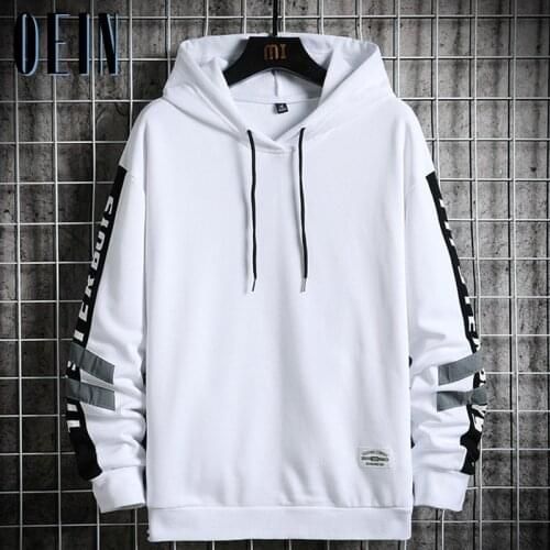 OEIN Mens Hoodies 2021 Autumn Fleece Solid Oversized Sweatshirts Hip Hop Japanese Streetwear Harajuku Casual Black Hoodie Men