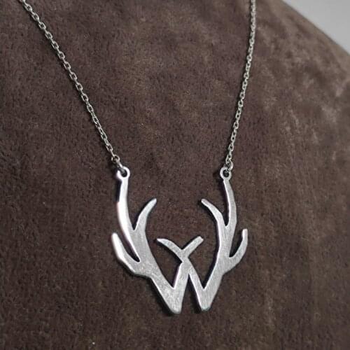 Handmade Sweet tooth series Deer Necklace 925 Sterling Silver valentine gift, Valentines Day, Buckhorn