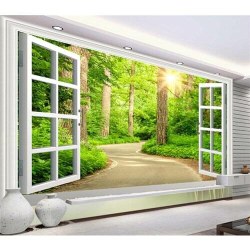 Custom Photo Wallpaper HD Green Fresh Path Sunshine Forest Nature Landscape 3D Wall Mural Living Room TV Sofa Backdrop Wallpaper