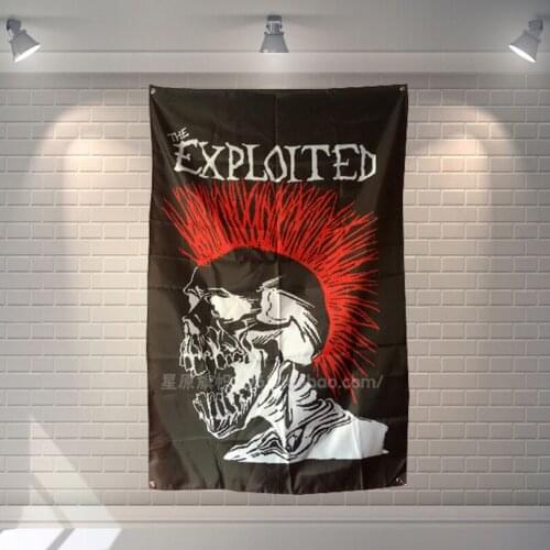 "EXPLOITED" Pop Band Sign Cloth Flag Four-Hole Hanging paintings Cafe Hotel Music Studio Decoration