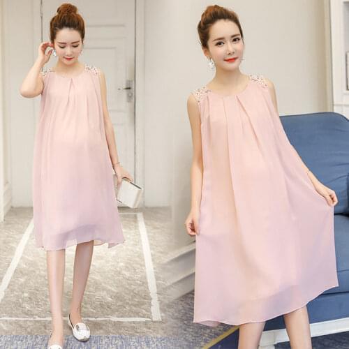 Pink Chiffon Maternity Dresses Casual Pregnant Clothes Summer Women Pregnancy Dress 2021 Fashion Pregnancy Clothes Party Evening