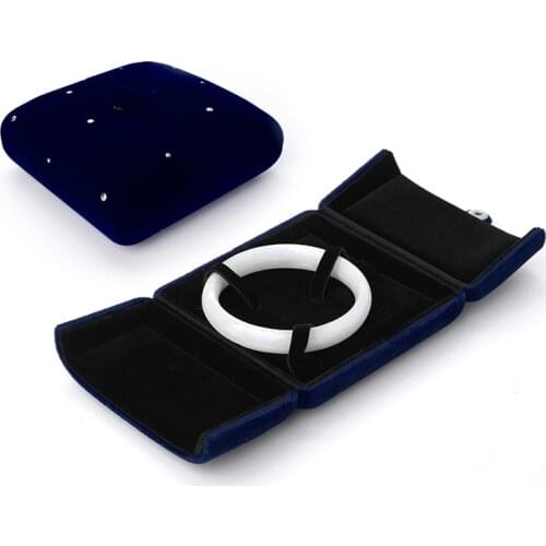 Fashion Exquisite Dark Blue Velet Bracelet Jewelry Box For Luxury Women Earrings Wedding Ring Pendent Display Jewellery Holder