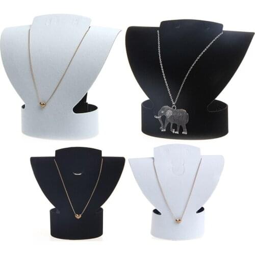 Folding Velvet Jewelry Necklace Bust Earring Display Holder Stand Rack Show Case Black white