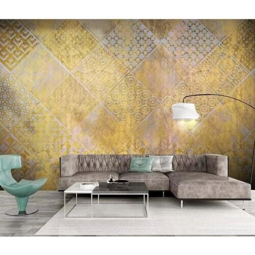 Modern geometric living room retro gold living room bedroom background wall painting