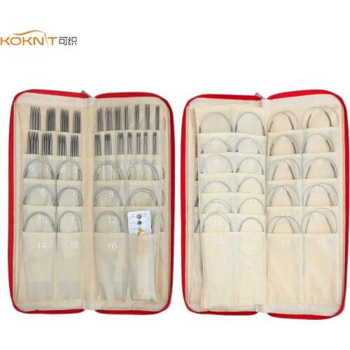 KOKNIT 121pcs Knitting Needles Set Double Point 11 Sizes Straight + Circular Needles Kit Crochet Hook Weave Craft Tools With Bag