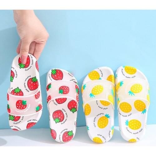 Cute Cartoon Kids Sloppers Fruit Summer Toddler Waterproof Breathable Non Slip Girl Bathroom Shoe Outdoor Beach Swimming Slipper