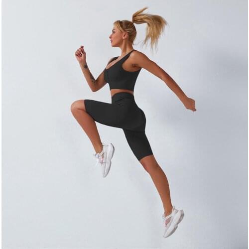 In Stock Wholesale Yoga Set Breathable Sexy Women Yoga Sports Compression Bra Leggings High Waist Pants Sportwear