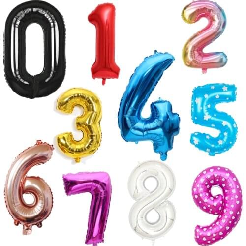 16/32/40 inch digital aluminum foil balloon gold silver rose gold number helium balloon birthday party wedding decoration ball
