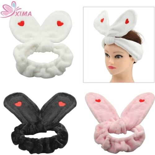 XIMA 1PC Make Up Velvet Embroidered Cosmetic Logo Hair Band SPA Wash Face Makeup for Women Cartoon Soft Headbands