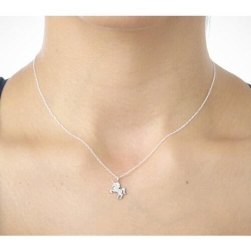 S925 sterling silver jewelry with cute wooden horse clavicle chain Korean simple wild female birthday party jewelry