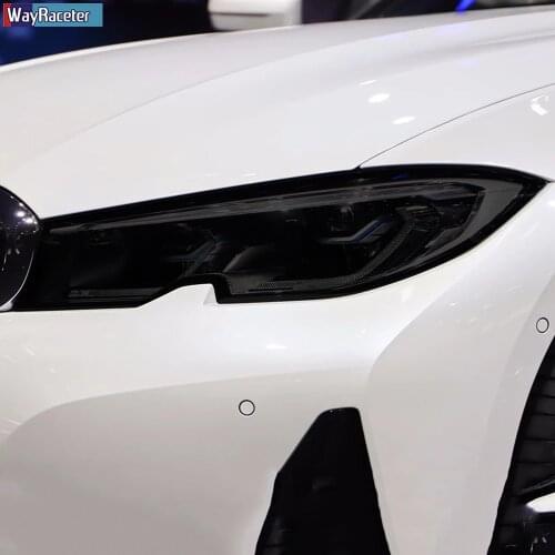 2 Pcs Car Headlight Protective Film RestorationTransparent Black TPU Sticker For BMW 3 Series G20 G21 2019 2020 Accessories