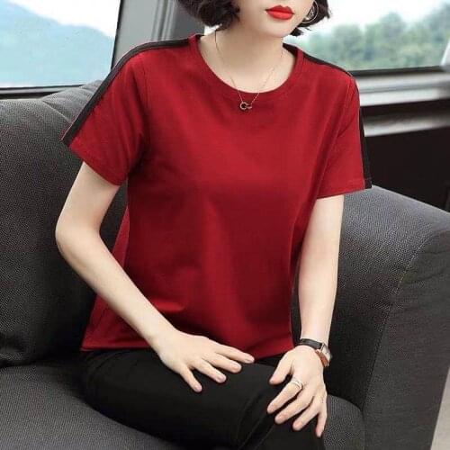 Women Spring Summer Style Loose T-Shirts Tops Lady Casual Short Sleeve O-Neck Patchwork Printed Tees Tshirts Tops ZZ0170