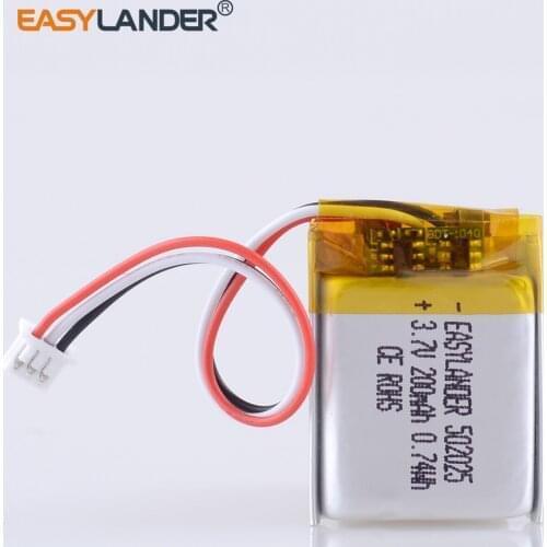 1.25 3p 200mAh 3.7V 502025 Lithium Polymer Li-Po li ion Rechargeable Battery For toys speaker Tachograph MP3 MP4 GPS Bluetooth