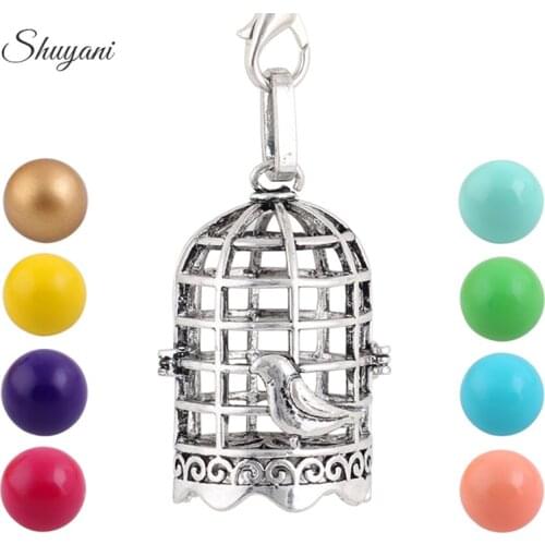 10PCS Antique Silver Cage Statement Necklace Pendant Harmony Sound Caller For Women Angel Baby