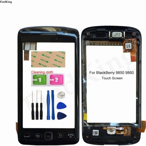 3.7inch Touch Screen With Frame For BlackBerry 9850 9860 Touch Screen + Frame Panel Digitizer Lens Sensor Tools 3M Glue