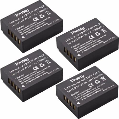 4Pcs Probty NP-W126 NP W126 Battery For FujifilmX100F X-T10 X-T20 X-Pro1 X-Pro2 HS30EXR HS33EXR HS35EXR HS50EXR X-A1 X-A2