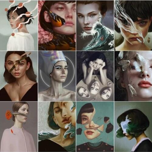 Abstract Art Woman Face Mosaic Pattern 5D Diamond Art Embroidery Home Decor Surrealism Diamond Painting Cross Stitch Handmade