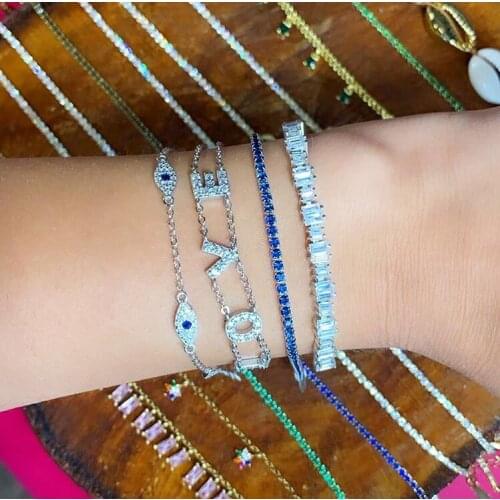 925 sterling silver initial letter bracelet valentines gift lover fashion gold color love letter double chain Alphabet bracelet