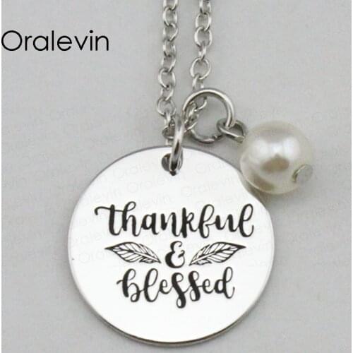Metal Stamping Ideas THANKFUL BLESSED Inspirational Hand Stamped Engraved Charm Pendant Necklace Gift Jewelry,10Pcs/Lot, #LN2315