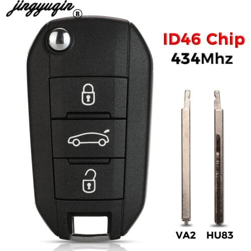 Jingyuqin 434MHz ID46 Car Remote Key For Peugeot 208 2008 301 308 5008 508 Hella HU83 Blade