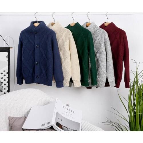 Boys Sweater Cardigan 2020 Spring and Autumn New Big Children Baby Sweater Children Boy Plus Velvet Sweaters Childrens Cardigan