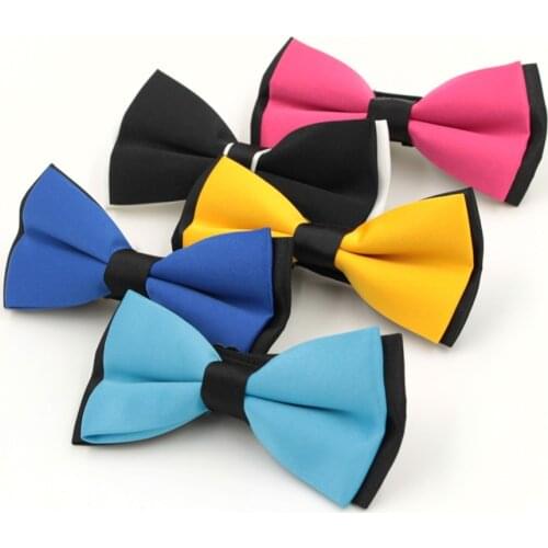 VEEKTIE Fashion Bow tie for Men Tuxedo Bowtie Classic Solid Color Wedding Party Red Black White Patchwork Cravat Butterfly