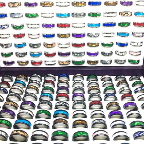 MixMax 20pcs/Lot Mens Womens Rings 8MM Stainless Steel Band Rings Fashion Party Jewelry Wholesale Variety of Patterns