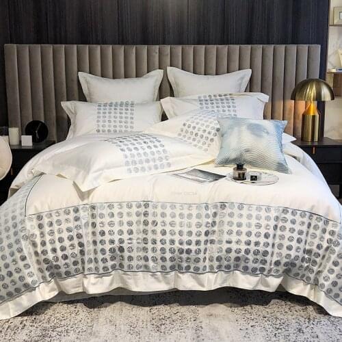 4/5/6/7/8Pcs Embroidery Bedding Set Duvety Cover 220*240 Linens And Bedspreads Nordic Bed Sheet Set Bed Cover