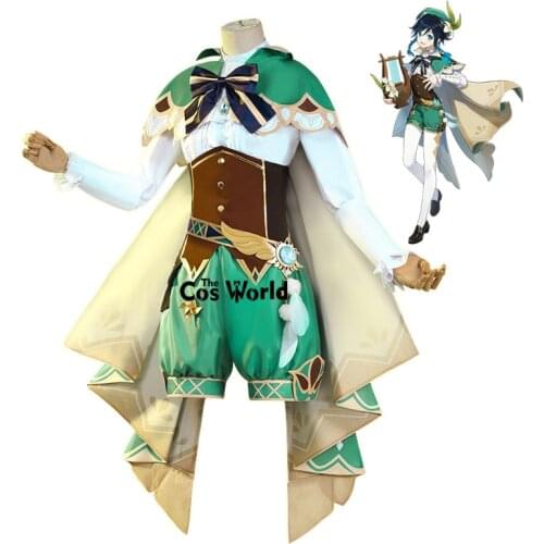 Genshin Impact Venti Cloak Uniform Outfit Games Cosplay Costumes