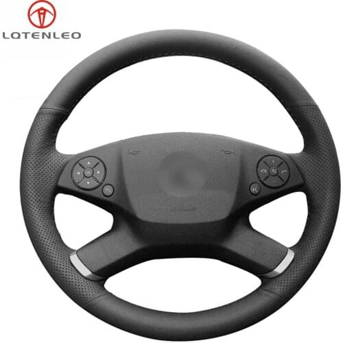 LQTENLEO Car Steering Wheel Cover Black Genuine Leather for Mercedes-Benz E-Class W212 E200 E260 E250 E300 2009-2013