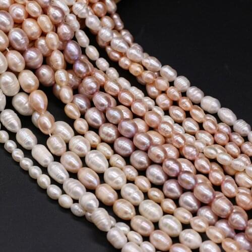 Fine Pink White Purple Pearls 100% A Natural Freshwater Pearl Rice Beads for DIY Necklace Bracelet Making Jewelry Findings 14
