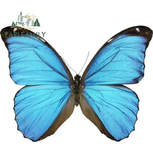 EARLFAMILY 13cm x 9.9cm for Butterfly Blue Purple Car Sticker Vehicle Decal Waterproof Scratch-Proof Refrigerator Laptop Decor