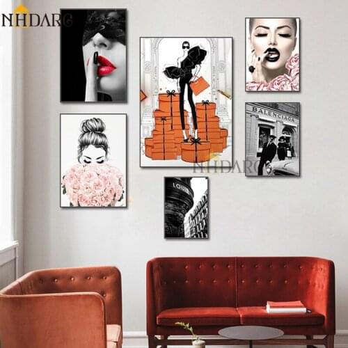 Wall Art Canvas Painting Fashion Cool Girl Feature Posters and Prints Nordic Style Decor for Living Room Home Decor