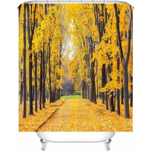 New gold forest shower curtain 3D Print Bathroom Curtains Waterproof Mildew Proof with Hooks