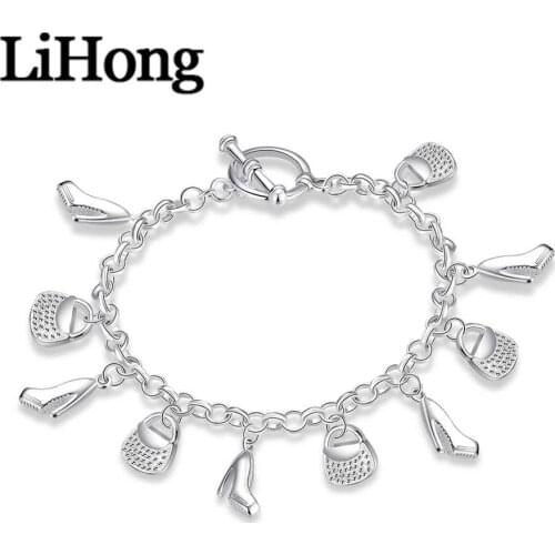 New 925 Sterling Silver Shoe Bag Hanging Piece Bracelet Female Charm Wedding Engagement Fashion Party Jewelry