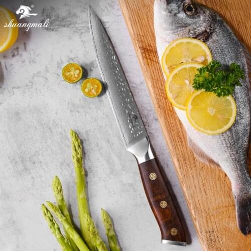 Shuangmali 7 Inch Cleaver Chef Knife 67Layer Damascus Steel Utility Kitchen Gyuto Knives Slicing Cleaver Knives With Wood Handle