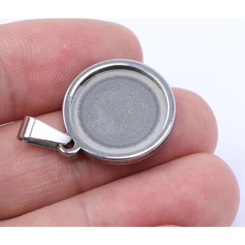 10pcs 16mm Cabochon Bezel Setting Trays Diy Blank Stainless Steel Pendant Base For Jewelry Making