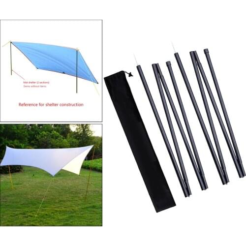2x Iron Pipe Tarp Support Poles Tent Rod Portable Sticks with Storage Pouch