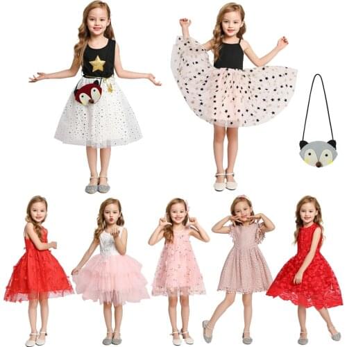Elegant Flower Girls Dress Wedding Party Princess Dress Casual Kids Clothes Lace Long Sleeves Dress Childrens Vestidos
