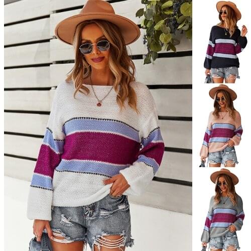 Stitching Pullovers Womens Pullover Sweater Vintage Warmth Long Sleeve Jumpers Sleeves Oversize Leisure Sweaters Vacation Basic