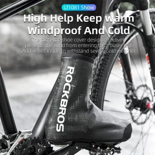 ROCKBROS Reflective Thermal Elastic Rainproof Bike Shoe Cover Winter Waterproof Cycling Shoe Cover Cycling Overshoes Boot Covers