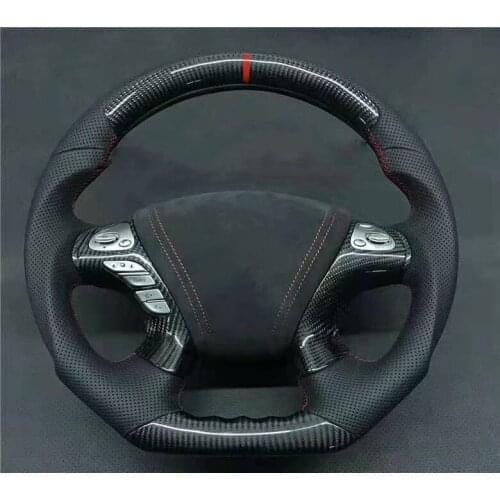 OEM Cuatomized Trim Real Carbon Fiber Sports Steering Wheel Alcantara Leather compatible for Murano 2014-2020