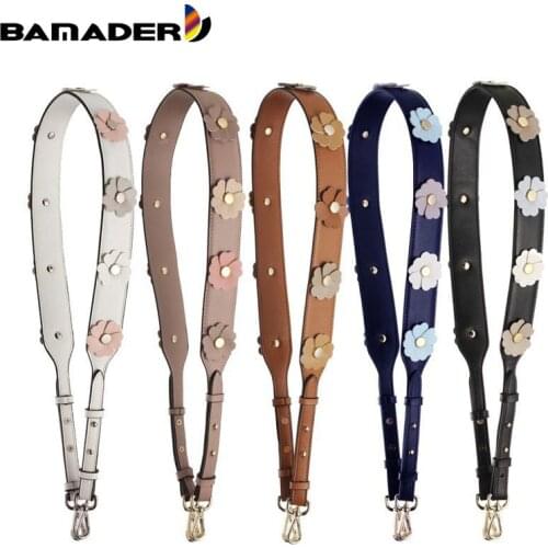 Cow Leather Handbags Flower Bag Strap With Accessories 110CM Adjustable Sweet Style Strap Bag Messenger Flower Shoulder Strap
