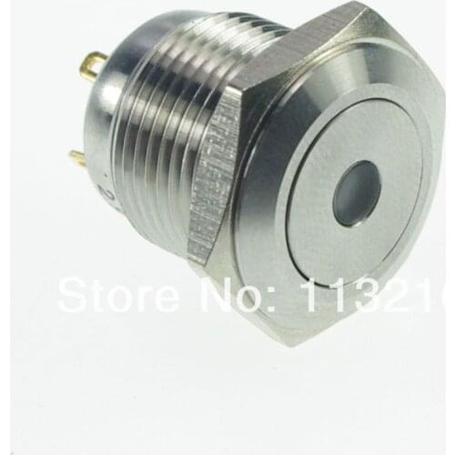 LED Color Orange 16mm OD LED Dot Illuminated Momentary 1NO Push Button Switch Pin Terminals Waterproof