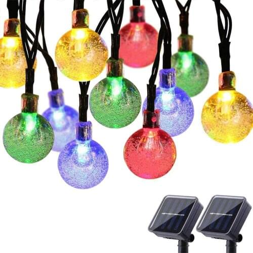 Solar String Light 9 Colors Outdoor Waterproof Led String Lights For Holiday Party Decor Bubble Crystal Ball Fairy Lamp
