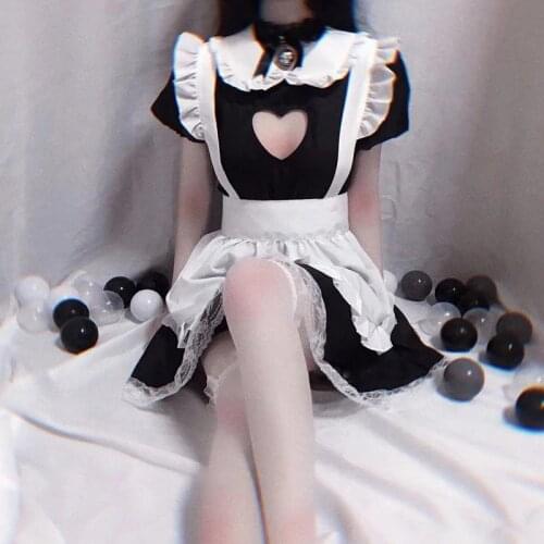 Japanese Maid Servant Uniform Lolita Costume Babydoll Dress Erotic Role Play Live Show Women Sexy Underwear Cosplay Stockings