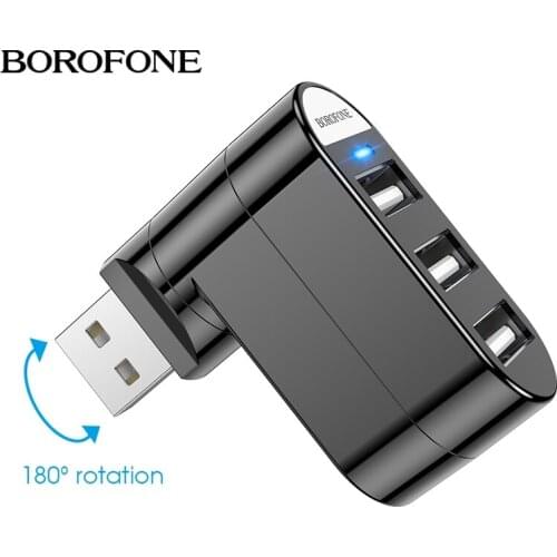 Borofone Rotatable USB Socket Hub 3 Port USB 2.0 480Mps Splitter Desktop Plug Slots USB Outlet Charging Extension For Windows